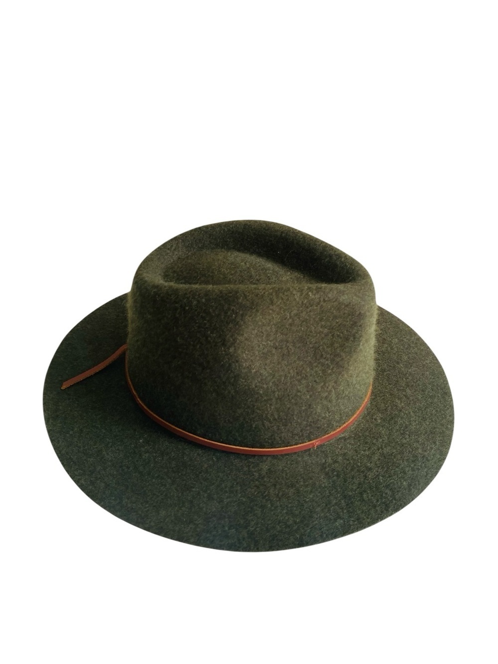 Brixton Wesley Fedora Moss Green W/ Leather Band Size 7 1/4